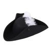 Wide Brim Tricorn Hat Feather Decorated Costume Hat Unisex Fashionable feather hat  Halloween Party