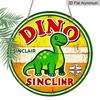 2D Flat 1pc, Vintage Sinclair Dino Gasoline Metal Sign, 8x8 in, Decorative Aluminum Round Wall Plaque for Home, Garden, Garage, Bar, Cafe