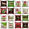 Christmas Happy Throw Pillow Cover, 18 X 18 Inch, Winter Holiday Cushion Cover Sofa Decor