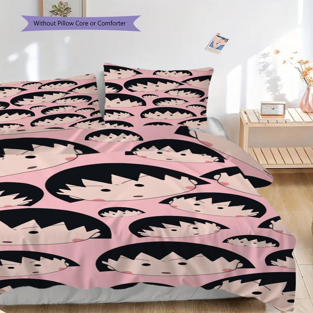 Chibi Character Cat Flowers Threepiece Set 1 Duvet Cover 2 Pillowcase Without Core Christmas Birthday Gift Duvet Cover And Pillowcase