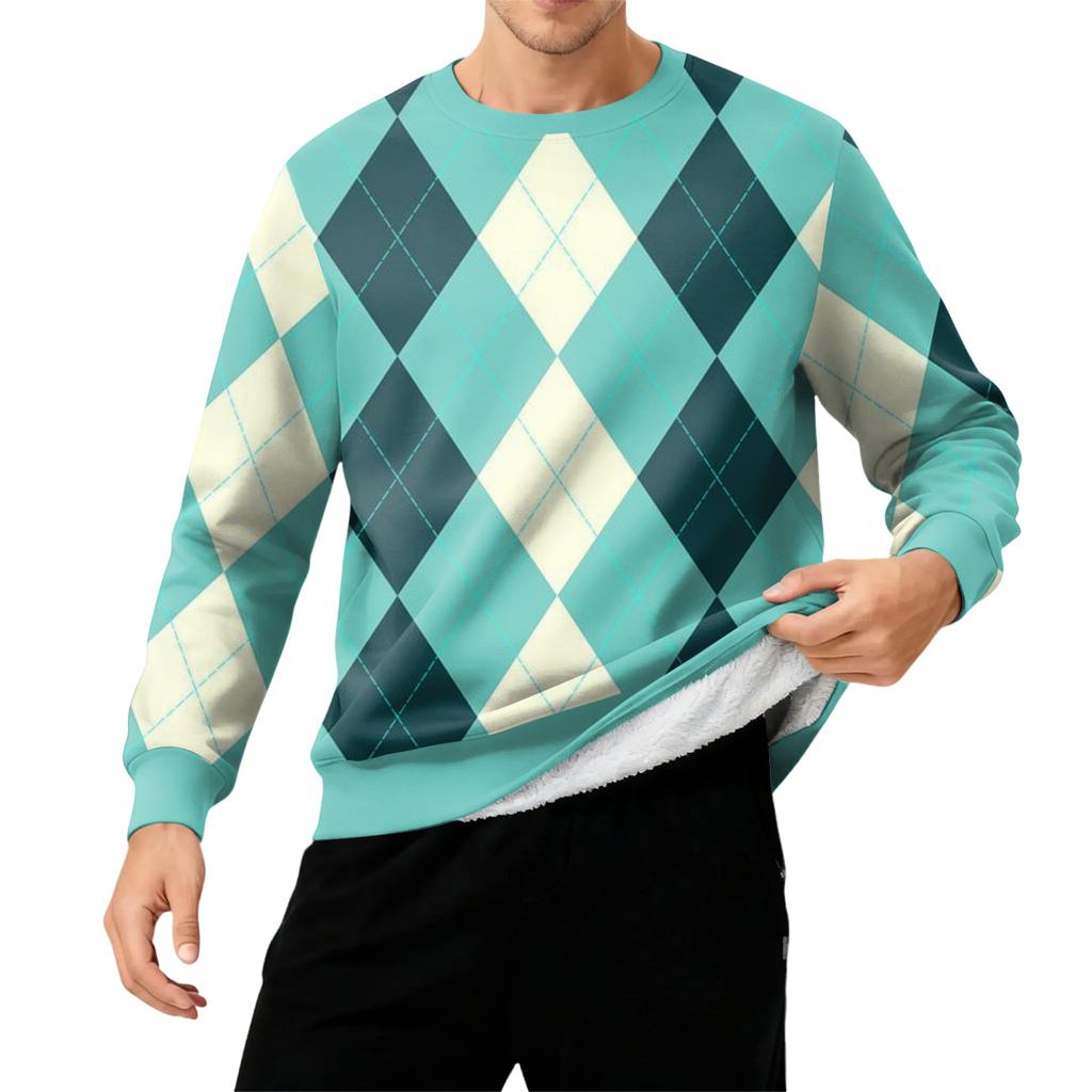 Мужской свитшот с круглым вырезом, на флисовой подкладке, плотный, однотонный