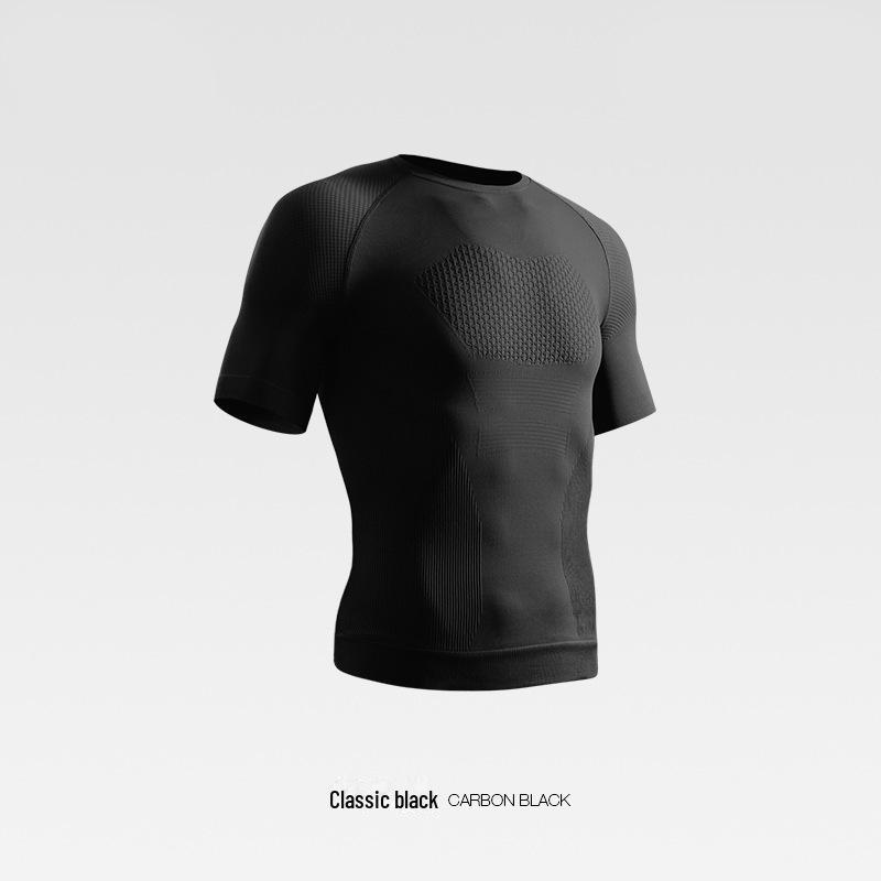 Мужская бесшовная быстросохнущая компрессионная спортивная футболка: Короткий рукав, летняя одежда для фитнеса и бега