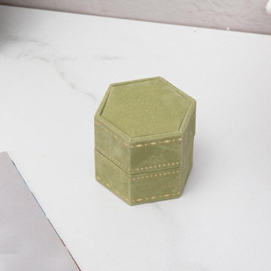 Шкатулка для кольца, шестиугольная бархатная подарочная коробка для украшений, компактная с мягкой губчатой защитой, элегантный дизайн, шкатулка для украшений для помолвки, предложения, свадьбы