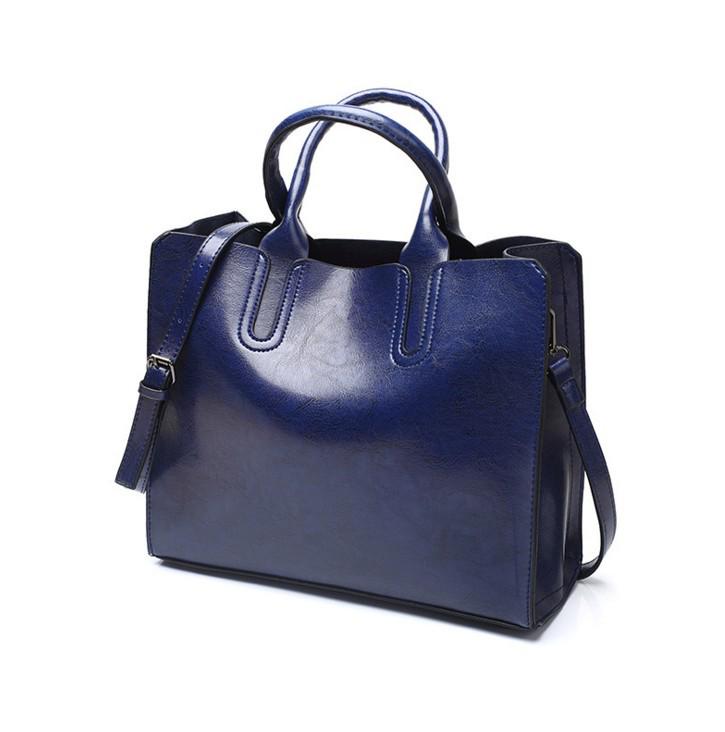 2024 Новая европейская и американская мода Женская сумка из масляной кожи - Простая универсальная сумка через плечо и кроссбоди