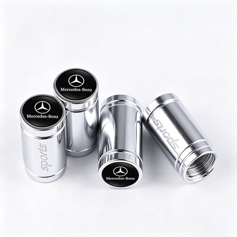 WAM3 4Pcs Car Tire Valve Cover Aluminum Alloy Car Wheel Tire Valve Caps For Mercedes Benz W210 W176 AMG CLS CLE CLA GLA GLB GLS Class