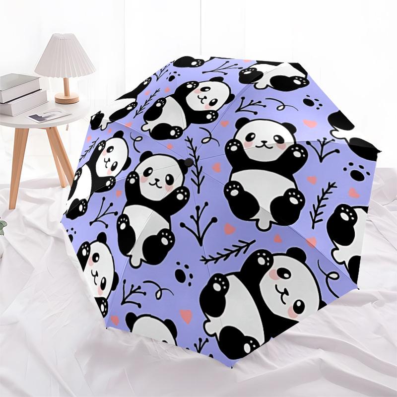 1pc Panda Pattern Automatic Open/Close Umbrella Compact Folding Umbrella, All-Season Portable Umbrella for Women/Men, Perfect Gift for Birthdays
