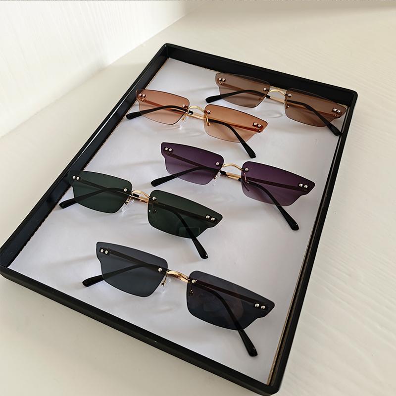 5pcs/Set Sunglasses For Men Women Fashion Rimless Rectangle Eyewear Summer Outdoor Trendy Sun Glasses Wedding Accessory Eyeglass