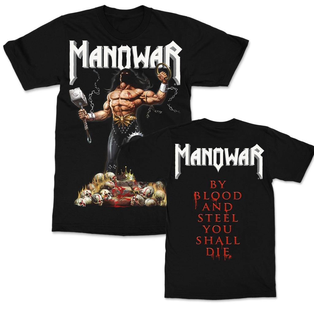 2026 Hot Sale Retro Manowar Graphic Cotton T-shirt Unisex Summer Short Sleeve Fashion Brand Tee Men Women Luxury Casual Vintage Tees Loose Top