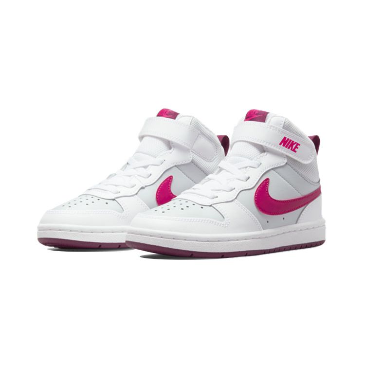 Nike Детские кроссовки Court Borough Mid 2 PS Pure Platinum Pink Prime White Sangria CD7783-006