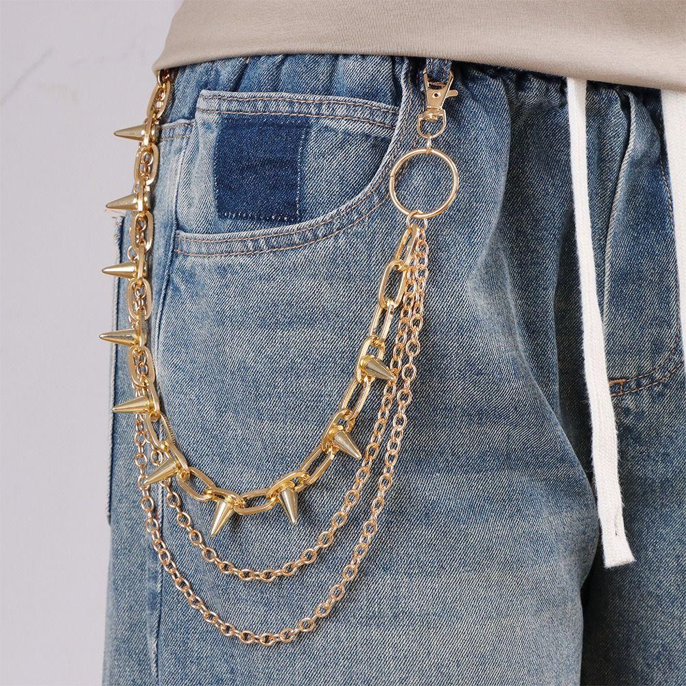 Double-layer Metal Waist Chain Studded Punk Belt Chain Personality Rivet Studded Pants Chain Steet