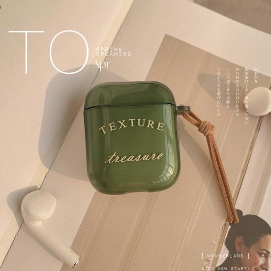 Защитный чехол для наушников Амортизация Прозрачный Зеленый Противоударный Литературный Принт Тюльпаны Мягкий ТПУ