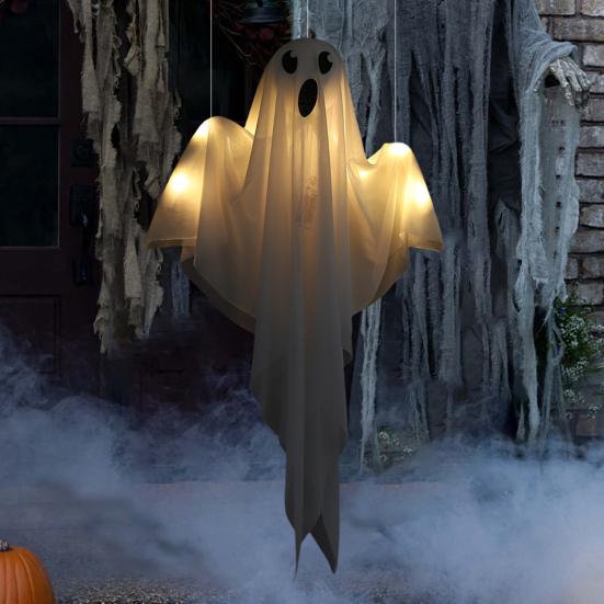 Хэллоуин подвесное украшение-призрак светящийся белый призрак с гирляндой для использования в помещении и на открытом воздухе