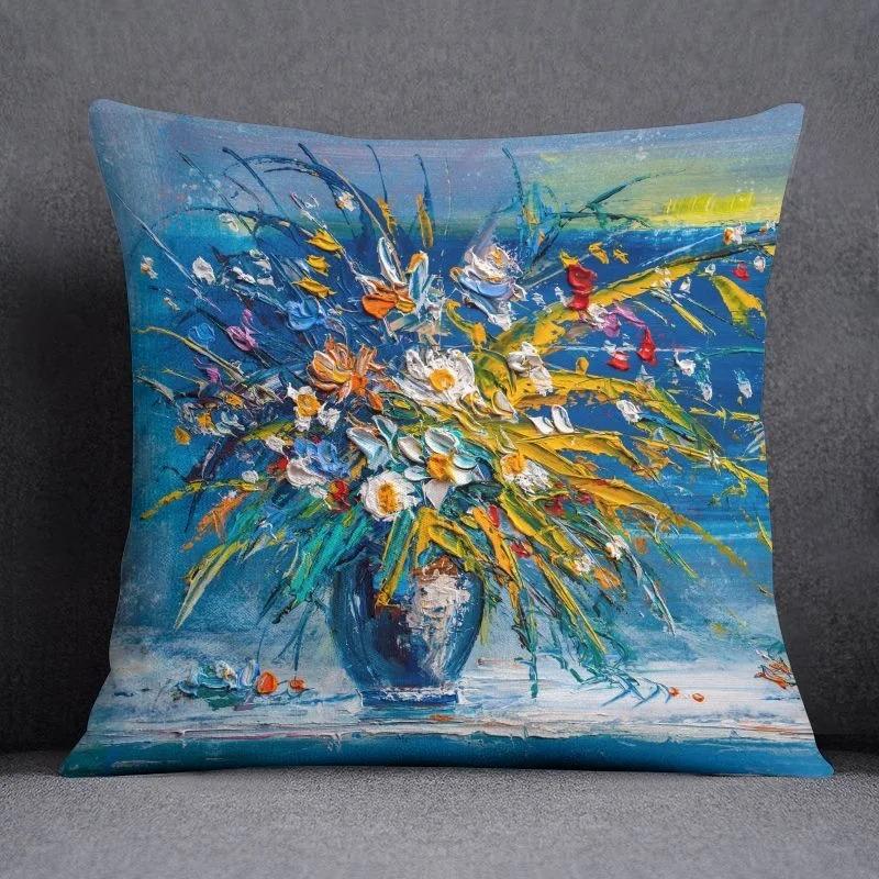 Colorful Oil Painting Pattern Pillowcase Car Ornaments Office Living Room Home Pillowcase