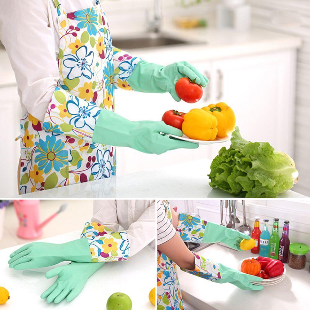 1 Pair Fashion Household Winter Waterproof Rubber Mittens Cleaning Dust Dishwashing Glove