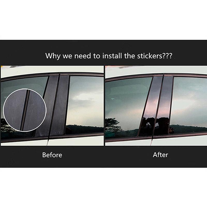 6pcs Glossy Black Car Pillar Posts Stickers Fit For Honda Odyssey 2011 2012 2013 2014 2015 2016 2017