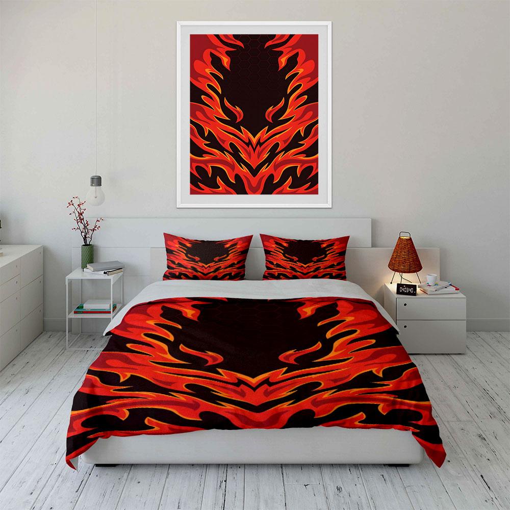 Flaming red fire pattern. Bedding sets Duvet cover sets Duvet covers Pillowcases(1*Duvet Cover 2*Pillowcases without duvet insert)