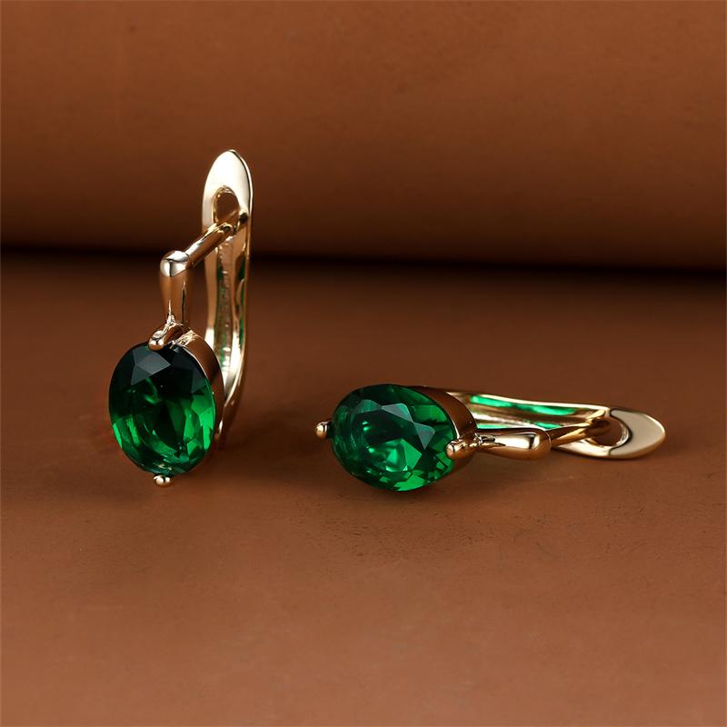 Овальные серьги-кольца с камнями королевского синего, зеленого, белого и красного цвета для женщин цвета шампанского золота, свадебные серьги-пряжки для ушей, украшения для мамы на день рождения