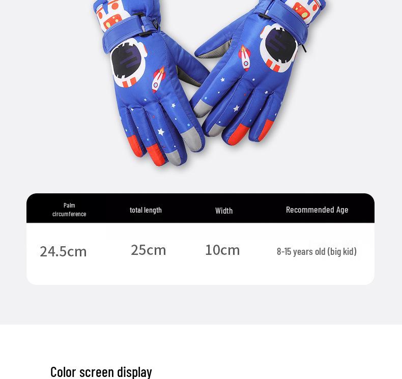 Kids' Winter Cartoon Gloves: Warm, Non-Slip, Waterproof, Thick Fleece for Outdoor Sports, Cycling, Skiing