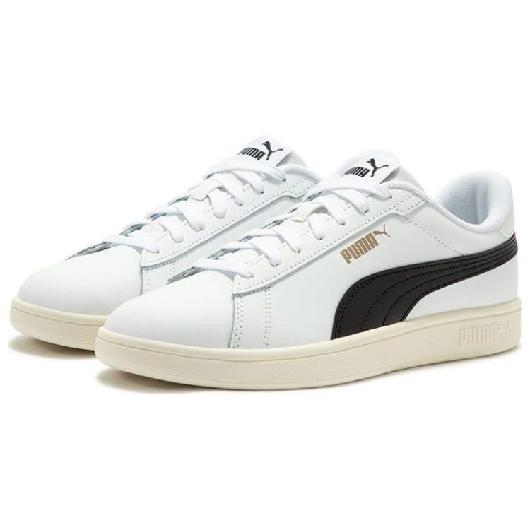 Puma Smash 3.0 White Black Gold Unisex Sneakers Ivory 390987-03