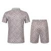 Мужской летний костюм с короткими рукавами и короткими шортами на молнии с принтом, мужской повседневный спортивный костюм