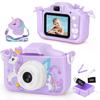 ArtCWK Детская камера для девочек Unicorn Camera 2.0 дюймов 1080P HD 4000W Цифровая камера с двумя объективами 8-кратный зум 32 ГБ TF карта игрушечная селфи-камера для детей