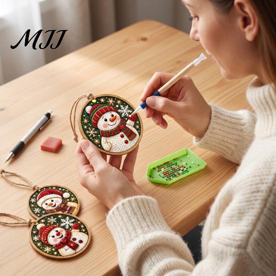 Праздничные кулоны с жемчугом и стразами 12 шт. Набор для раскрашивания рождественских украшений своими руками, Имитация наборов Арт-подвесное украшение для взрослых, Праздничное украшение для елки, венка, камина