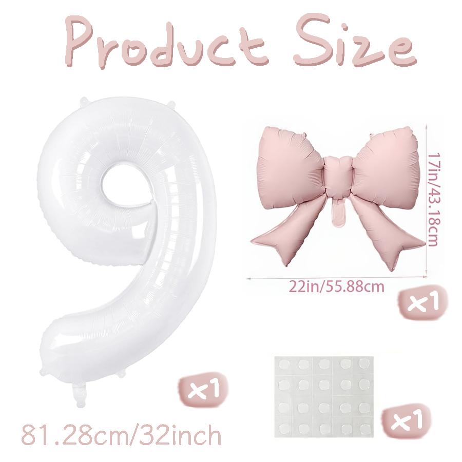 Number balloon set baby pink bow balloon ,white and pink balloon birthday proposal, weddingballoon decoration