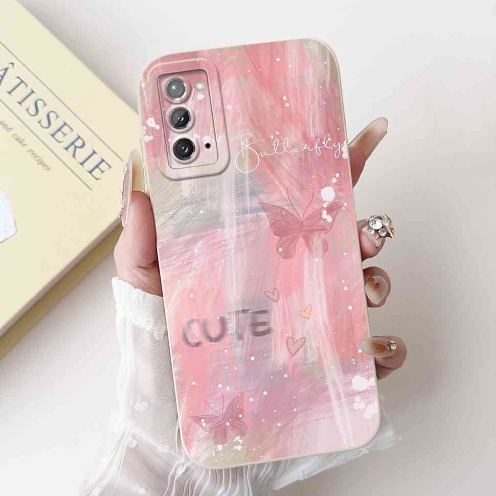 For Samsung Galaxy Note20 4G Case SM-N980F Popular Love Soft Silicone Cover For Samsung note20 5G 6.7" Cute Butterfly Bumper