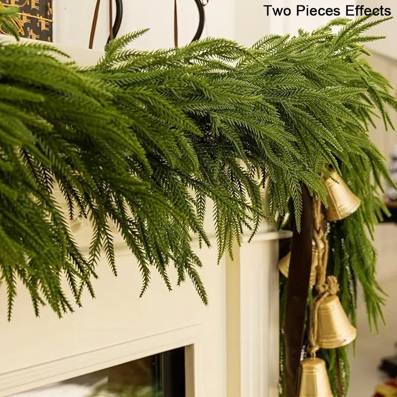 Festive Pine Needle Christmas Wreath: Green Plant Vine Decoration for Wall Hanging