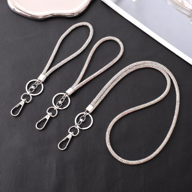 Light Luxury Rhinestone Phone Lanyard: Diamond Crossbody Chain & Bracelet Pendant.