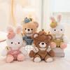 Fluffy Bunny Soft Stuffed Toys With Hats Rabbit Stuffed Animal  Party Supplies