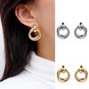 Women Fashion Simple Double Twisted Ring Personality Cold Wind Thread Business Earrings ARI