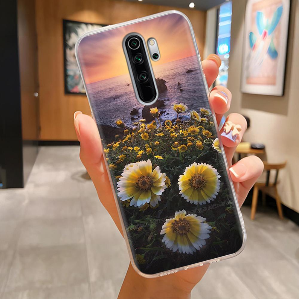 Чехлы из ТПУ для Redmi Note 8 Pro Чехол Прозрачный Красивые Цветы Легкий Чехол для Xiaomi Redmi Note8 Pro Корпус Телефона Fundas