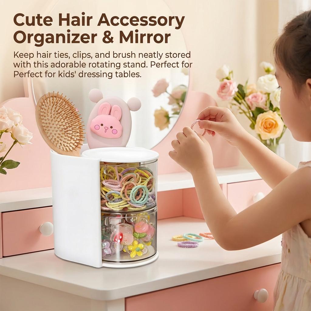 Rotating Makeup Brush Organizer Holder For Cosmetic Puff Lipstick Storage With Clear View And Non Slip Base