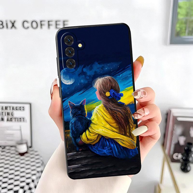 Blue Yellow Ukrainian Girl Soft Phone Case for Samsung A17 A37 A57 A16 A26 A36 A56 A15 A25 A35 A55 A14 A24 A34 A54 A13 A23 A33 A