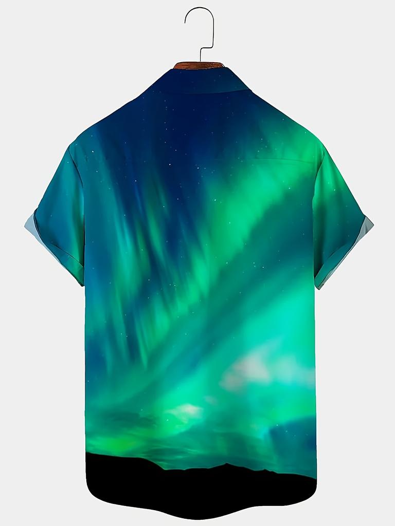 Coconut Tree Gradient Art Print Men's Button Short Sleeve Hawaiian Shirt