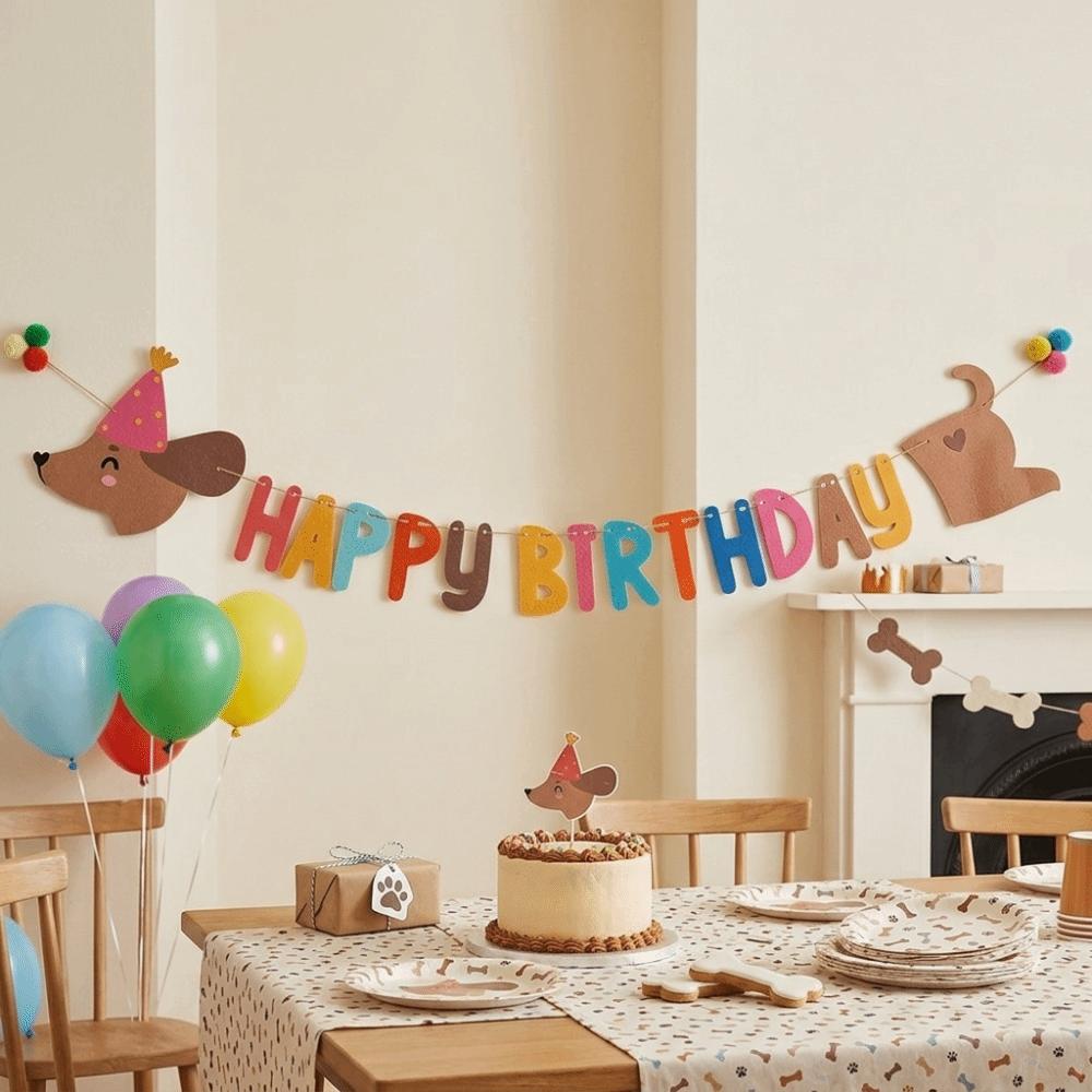 Paper Banner Pull Flag Banner Happy Birthday Text Pet Party Decoration New Birthday Banner