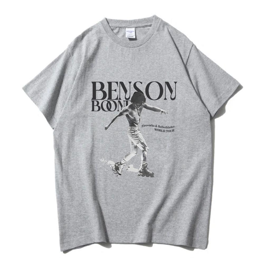 Футболки с изображением певца Бенсона Буна из тура 2024 года, футболки с изображением альбома Fireworks and Rollerblades, летние хлопковые футболки с коротким рукавом для мужчин