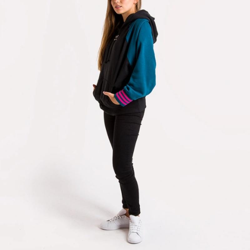 adidas Худи с блоками цвета и логотипом Originals для женщин Черный Синий EJ8742