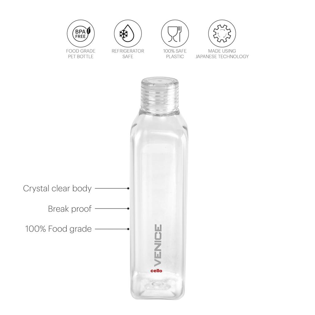 CELLO Набор из 5 пластиковых бутылок для воды без BPA, герметичные, 1 литр, широкое горлышко, для спортзала, офиса, путешествий, легкие, прочные и компактные