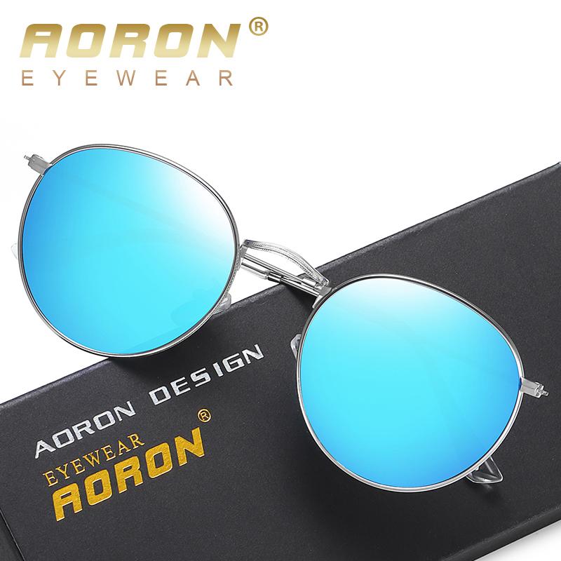 aoron Round Frame Polarized Sunglasses Fashion Design Metal Anti Glare UV400 Driving Fishing Cycling Sport Glasses for Men Women