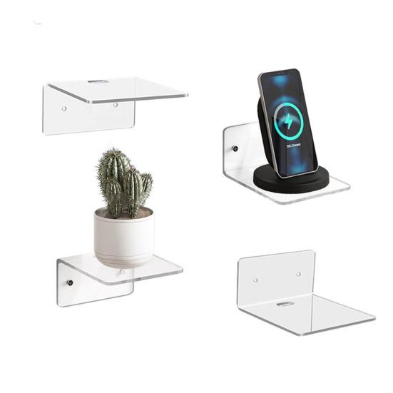 4 шт. L-образная акриловая плавающая полка, настенная стойка, прочная, несущая нагрузку, гладкий край, легко устанавливается, прозрачная