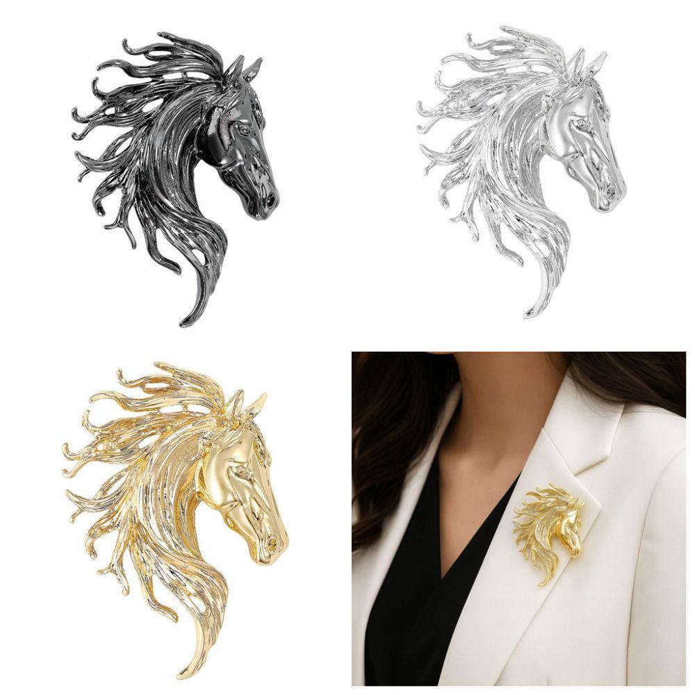 Unisex Design Zodiac Animal Pins Elegant Animal Pins New Horse Head Brooches  Friends Gifts