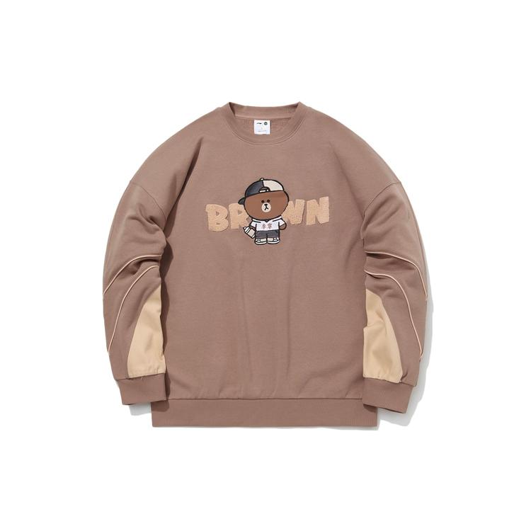 Li Ning X LINE FRIENDS Sweatshirts Unisex Umber Crew Neck Moderate Regular AWDQB04-1