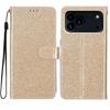For iPhone 17 Pro Max Wallet Case Glitter Anti-Scratch Leather Stand Phone Cover with Strap