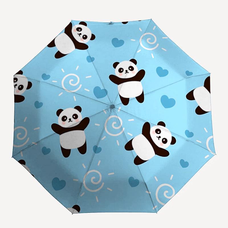 1pc Panda, Heart Automatic Open/Close Umbrella, Compact Travel Umbrella, 8-Rib Sturdy Frame - Ideal Gift for Friends yy251118072