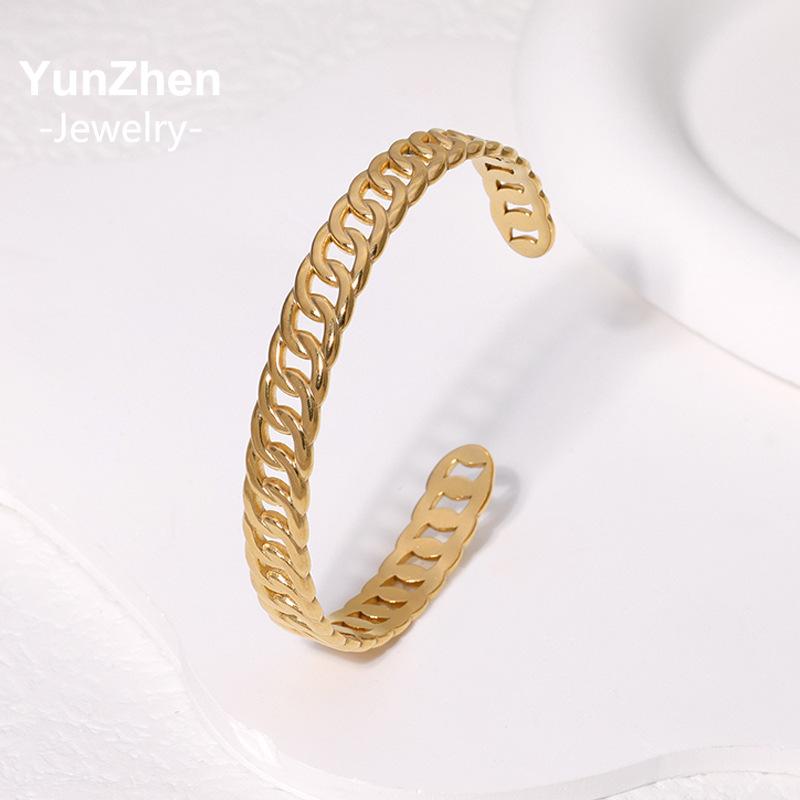 Hypoallergenic Waterproof Minimalist Adjustable Stainless Steel Bracelet 18K Gold-plated Non-fading Chain-shaped Bracelet