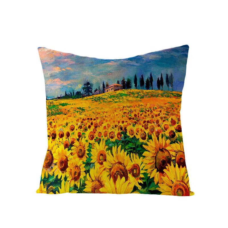 Retro-Style Autumn With Maple Leaves And Sunflowers Digital Printing Short Plush Pillow Covers For Car Sofa Office Cushion Cover