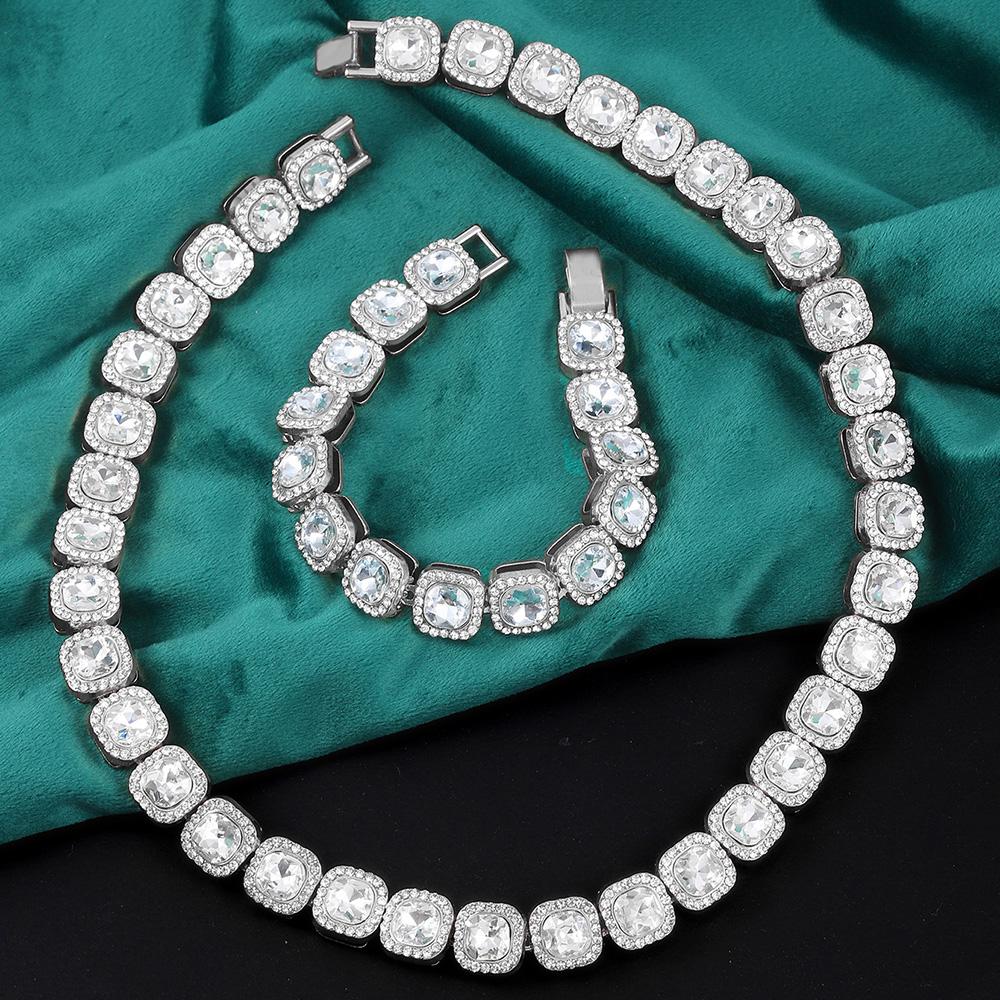 Набор медных часов и украшений из 3 предметов: Цепь «Кубик сахара» + Браслет с инкрустацией стильными бриллиантами, Часы для мужчин и женщин, Тренд, Вечеринка, Подарок