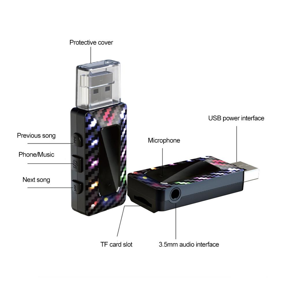 Bluetooth 5.3 Автомобильный передатчик приемник громкой связи автомобильный комплект со светодиодным дисплеем USB питание беспроводной аудиоадаптер поддержка TF карты